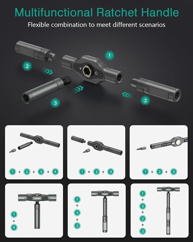 ORIA 42 in 1 Magnetic Screwdriver Set, Multi Bit Ratchet Screwdriver Set With T Handle, Portable DIY Repair Tool Kit for Electronic Repair, Furniture, Bicycle, Computer