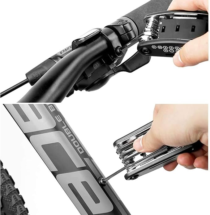 16-in-1 Bike Repair Tool Kit with Tire Levers and Hex Wrenches | Bicycle Multitool with Tire Levers, Compact Multi Function Tool for Roadside Repairs on Road and Mountain Bikes