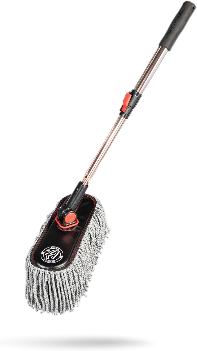 Adam's Polishes Microfiber Duster – Exterior Soft Premium Large Car Duster Kit Extendable Handle with Long Pole, Safe On Paint & Removes Dust, Pollen, Dirt, Cotton, Hair & More