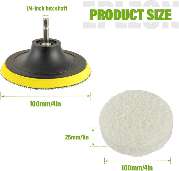 4 Inch Drill Brush Scrub Pads Cleaning Kit, 5X Faster Cleaning, Reusable Double Sided Scrub Pad for Bathroom Shower Tub Tile Grout Kitchen Toilet Hard Surfaces, 9 Pack(White)