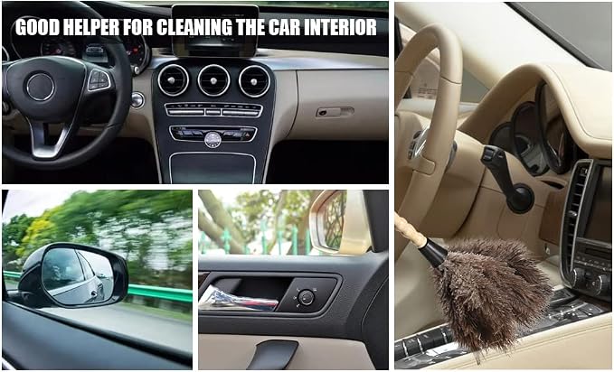 Ostrich Feather Duster 14 inch Fluffy Natural Genuine Ostrich Feathers with Wooden Handle and Eco-Friendly Reusable Handheld Ostrich Feather Duster for Cleaning Supplies(10PCS)