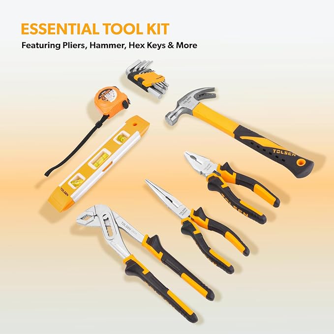 TOLSEN 89-Piece Tool Set Home Tool Kit, Household Screwdriver Set with Hammer, Drill Bits, Ratchet, Hex Key, Tape Measure, Plastic Toolbox Storage Case for Home Mechanic Auto Repair