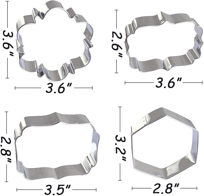 Frame Cookie Cutters Large Size 8Pcs, Metal Plaque Biscuit Fondant Cutter for DIY Baking Decorations Beginner Weeding Holiday Birthday Party