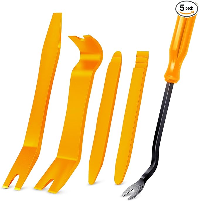 GOOACC 5 PCS Nylon Auto Trim Removal Tool Kit No-Scratch | Removal Tool Kit for Car Clip Panel & Audio Dashboard Dismantle Yellow