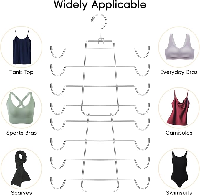 TomCare 4 Pack Space Saving Hangers, Tank Top and Leggings Organizers | 360° Swivel Design, 20 Clips for Leggings and Yoga Pants, Stainless Steel Hanging Closet Organizer