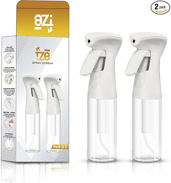 FZE Continuous Spray Bottles 2 pack 300ml with Ultra Fine Mist for Hair spraying, Watering Plants, Durable Solution and Your Go-To Kitchen Companion for Everyday Use.[ Spray Stream 2]