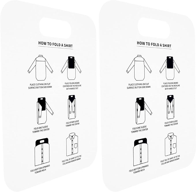 SEWACC 2-Pack Shirt Folding Board Laundry Folding Board for T-Shirts Short- and Long-Sleeve Shirts Collared Shirts Closet Drawer Suitcase Organization 12.00 X 9.96 X 0.03 in