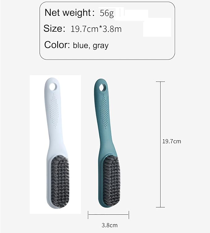 Household Cleaning Brush Soft Bristle Laundry Brush Shoe Stain Remover Brush Comfort Grip Nylon Brushes for Fabric Clothes Carpet Floor Pack of 2 Shoes Cleaner Brush, Blue and Gray