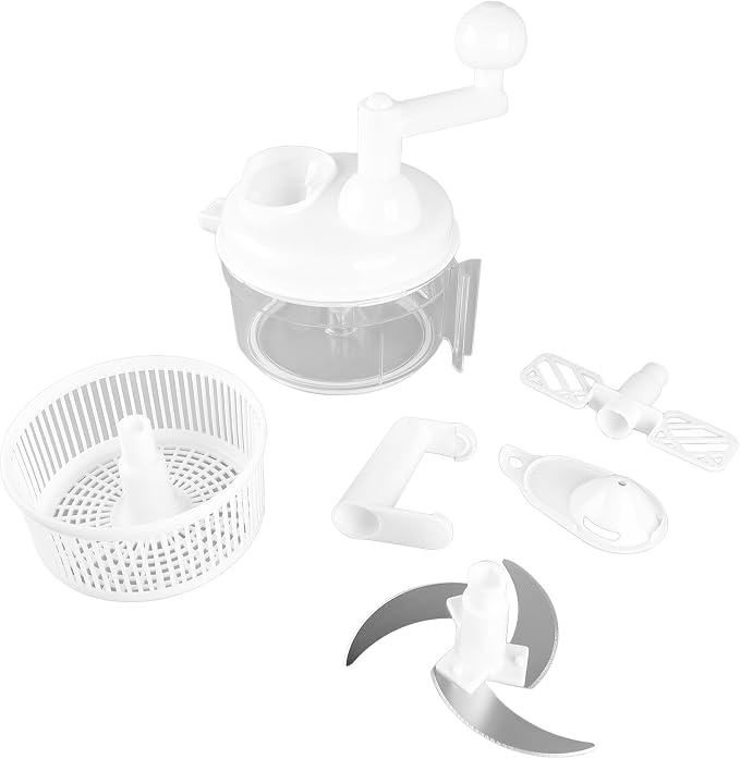 Mini Food Chopper, Salsa Maker Mini Food Processor Mixer Blender Manual Vegetable Chopper Full Function Hand Cranked Vegetable Cutter for Onion Garlic Salad Meat Fruit Ice