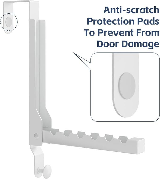 2 Pack Over The Door Drying Rack for Laundry, Over The Door Hanger Foldable, Heavy Duty Over The Door Hooks Hanger,Over Door Hook for Hanging Clothes,Rust-Resistant Over The Door Clothes Hanger,White