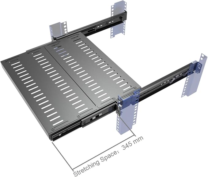 1U 4-Post Vented Sliding Rack Shelf Mounting Depth 15“-22" | Rack Mount Shelf 14-17" Deep with Adjustable Mounting Depth 15-22" for 19 inch AV/Network Equipment Rack,Unassembled (15-22)