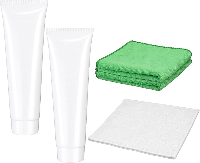 2 Set Iron Cleaner Kit Include 2 Hot Iron Cleaner Soleplate Pastes 2 Cleaning Cloths 2 Polishing Cloths for Cleaning Coating Residue from Soleplates