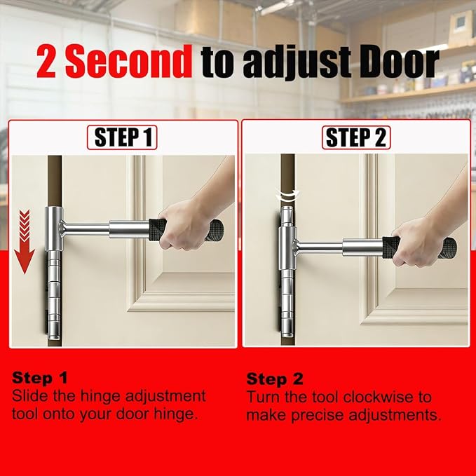 Door Hinge Adjustment Tool, 6 in 1 Toolkit Door Hinge Repair With Box,Hinge Adjuster Tool, Hinge Gap Adjustment Wrench Tool Set, Hinge Bender Tool, 6 Replaceable Heads Sagging Door Hinge