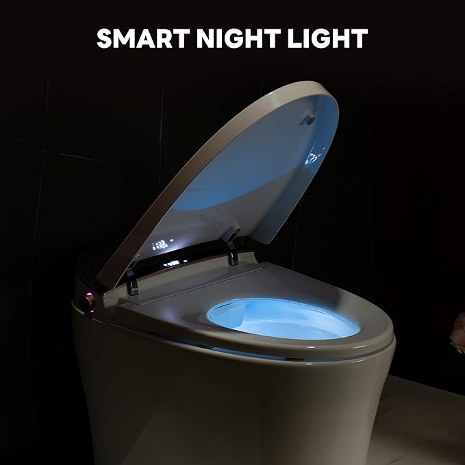 Casta Diva Smart Toilet with Bidet Built in, Auto Open/Close, Foam Shield, 1000g MaP Flush, Heated Seat, Foot Kick & Blackout Flush, Bidet Toilet with Night Light for Bathrooms