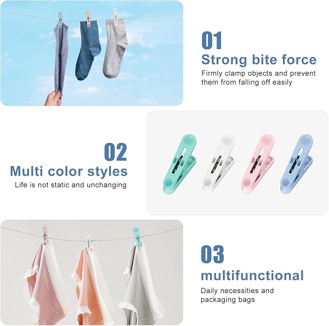 32Pcs Colored Clothes Pins Plastic Laundry Clips,Package Clips | Whether you're hanging clothes to dry, organizing your closet, or sealing bags of snacks, . Clothes Pins