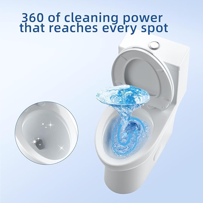 Elongated One-Piece Toilet, 16" ADA Compliant Ceramic Construction, Dual Flush 1.1/1.6 GPF, Includes Quick-Install PP Seat, Comfort Height in White