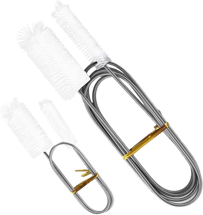 2pcs Flexible Long Drain Brush Set, Hose Pipe Stainless Steel Nylon Bristles Brushes with Dual Heads Tube Cleaner Brush for Kitchen, Sink, Drain Pipe, and Pipe Cleaning Tool