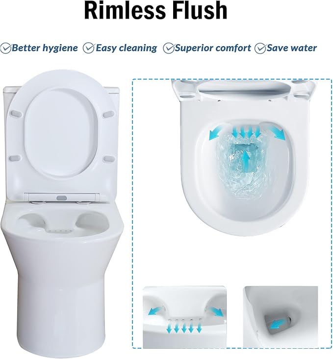 WinZo Small One Piece Toilet with 10" rough-in Compact Modern Dual Flush For Tiny Short Bathroom Powder Room White