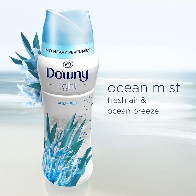 Downy Light Laundry Scent Booster Beads, Ocean Mist Scent, 18.2 OZ, In-wash fabric beads designed to be gentle with a light boost of scent, No Heavy Perfumes