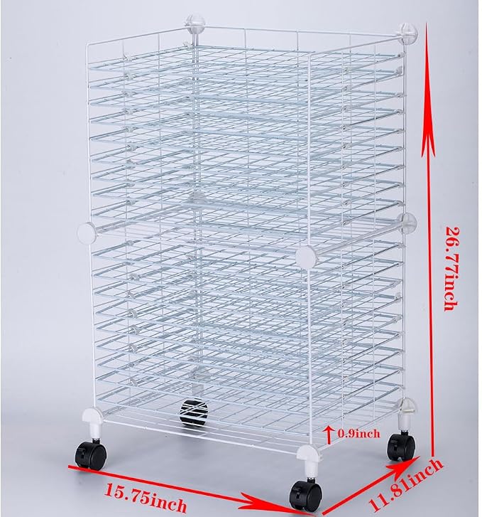 FDSDEFEN Art Drying Rack Removable Shelves ，Wall Art Drying Rack，Art Organizer for Kids, Art Studio and Tabletop Storage, Craft Room and Desktop (20 Shelves)