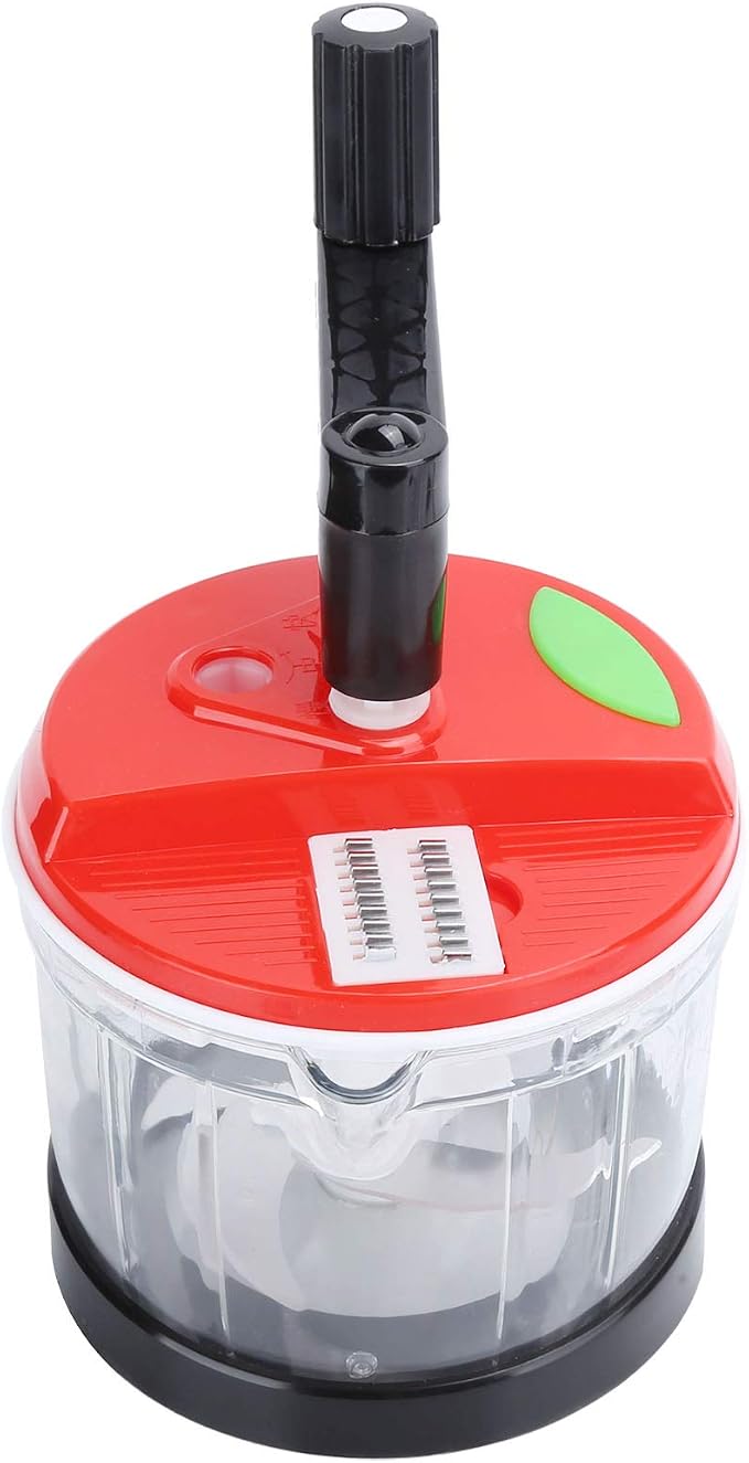 Hand Food Chopper, Vegetable Quick Chopper Manual Food Processor, Easy To Food Dicer Mincer Mixer Blender, Rotary Onion Chopper for Garlic, Salad, Salsa, Nuts, Meat, Fruit(M)