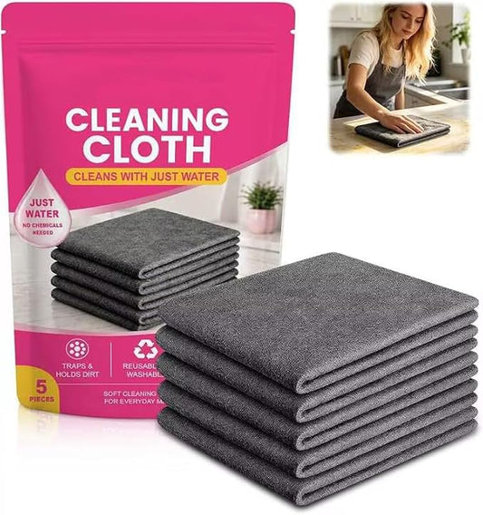 5-Pack Magic Cleaning Cloth, Microfiber Cleaning Cloths, Thickened Streak-Free Microfiber Towels Cleaning Cloth for Glass, Window, Kitchen, Stainless Steel, Cars, Reusable (20x30cm)