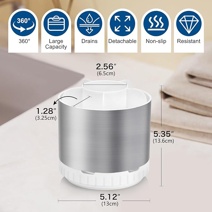 GFWARE Silver Toothbrush Holders for Bathrooms Countertop Organizer - Kids Electric Toothbrush and Toothpaste Holder Rotating Tooth Brush Organization Bathroom Sink Accessories Storage Caddy