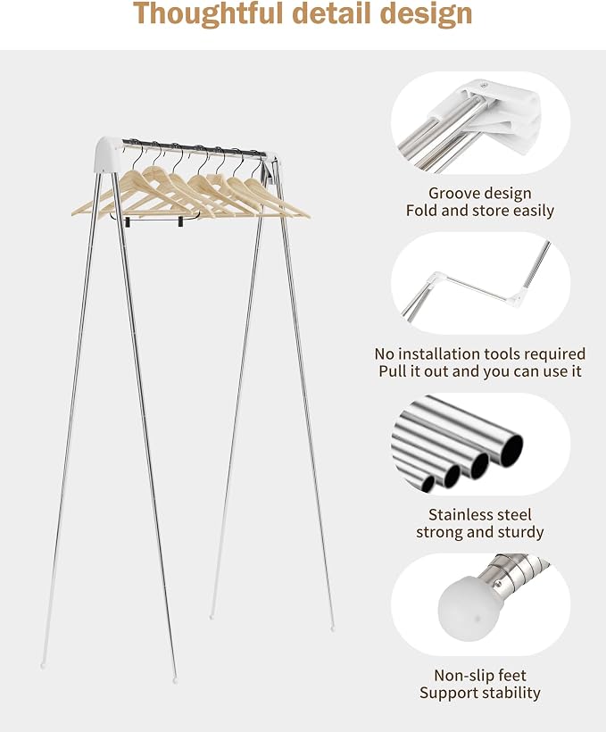 Travel Garment Rack,Portable and Foldable,Collapsible Clothing Rack | Portable, Easy to Store,with Small Space Occupation,This Folding Clothing Rack is Suitable for Travel and Dance.