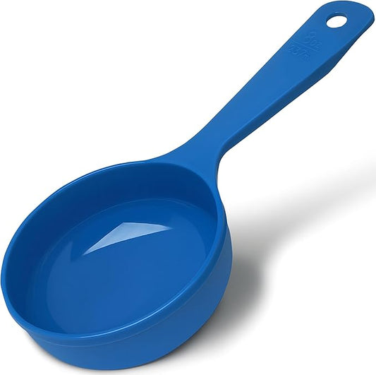 CFS 493114 Solid Short Handle Portion Control Spoon, 8 oz, Blue