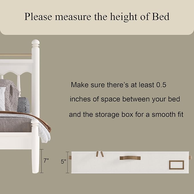 Under Bed Storage, Under Bed Storage Containers Bins for Clothes, Large Linen Underbed Closet Organization Bins, 2 Pack Collapsible Underbed Bin Dorm for Clothes, Sweater, Beige