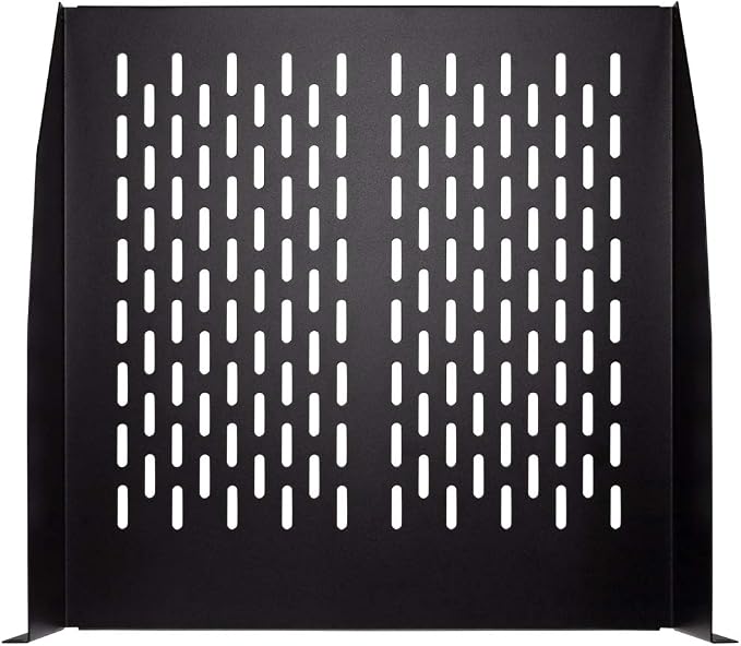 NavePoint 2U 19-Inch Universal Vented Rack Mount Cantilever Fixed Server Cabinet Shelf 18-Inches Deep Black