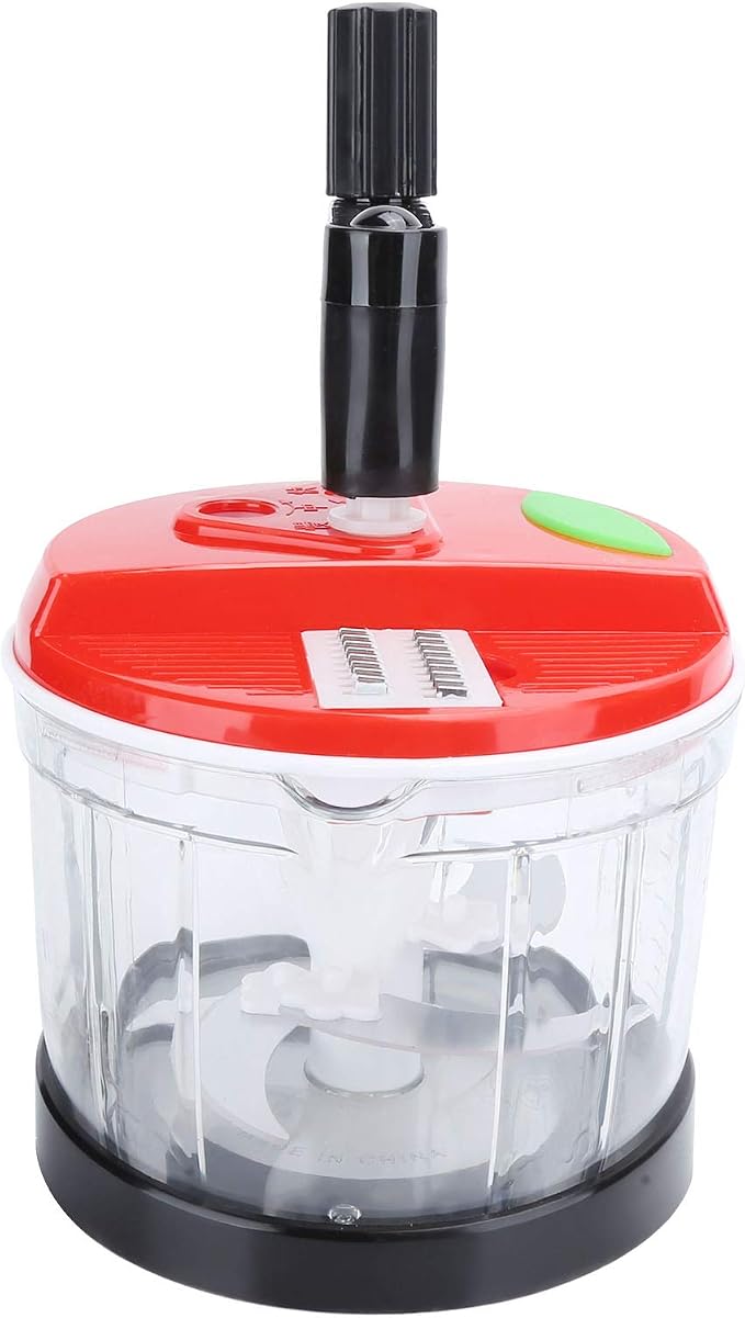 Hand Food Chopper, Vegetable Quick Chopper Manual Food Processor, Easy To Food Dicer Mincer Mixer Blender, Rotary Onion Chopper for Garlic, Salad, Salsa, Nuts, Meat, Fruit(M)