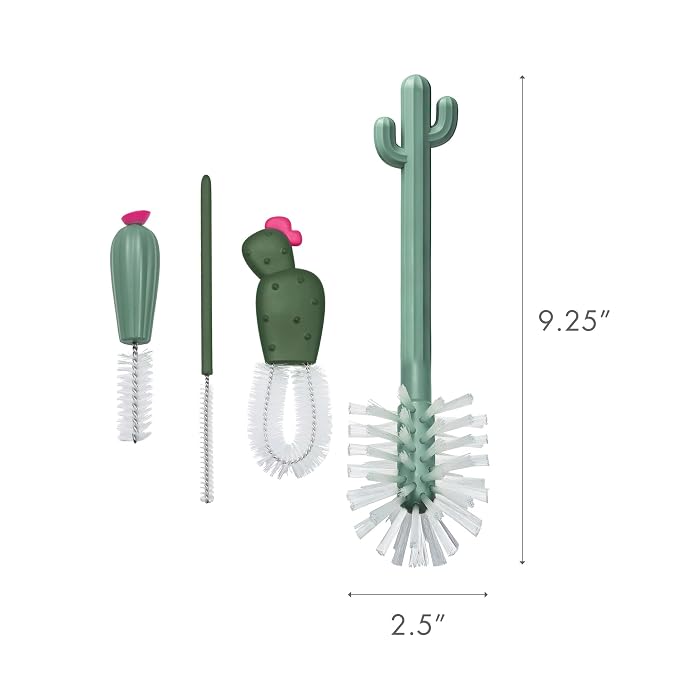 Boon Cacti Replacement Set - Bottle, Straw Brushes, Nipple, Detail - Non Toxic, Durable Nylon, Multicolor, 4 Count