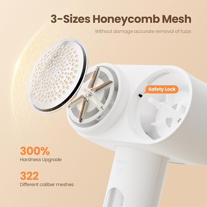 Mosthink Fabric Shaver, 2-in-1 Electric Lint Remover & Build-in Lint Brush | Dual-Head Lint shaver for Clothes Furniture | 3-Speed Fuzz & Pilling Remover | Sweater Shaver with LED Display | Rechargeable