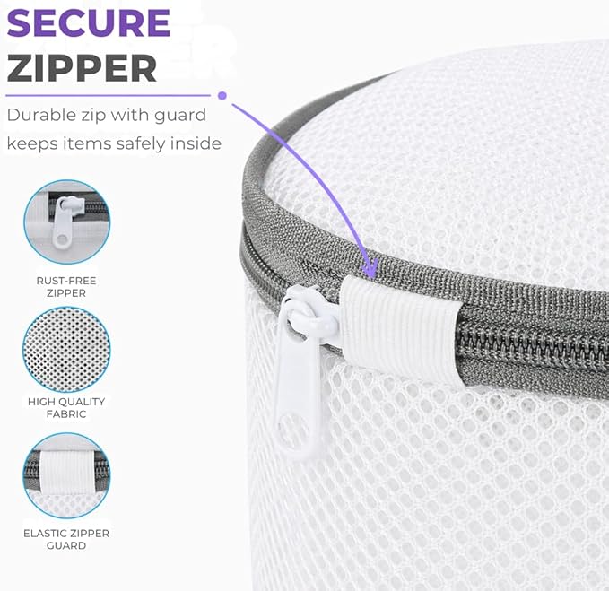 Laundry 360 Mesh Laundry Bags for Delicates - 2 Pack Sanitized Bra Wash Bags White Color | Lingerie Wash Bags | Protective Delicate Laundry Bags