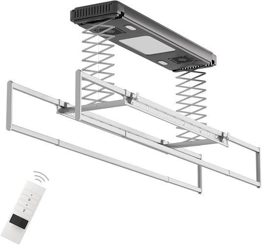 Electric Ceiling Clothes Drying Rack,with Drying/Remote 110V-120V | Light 24W,Ceiling Clothesline with Built-in Timer Heater,for Laundrys/Indoors /Garage/Small Space