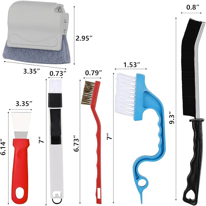 17Pcs Window Track Cleaner Door Tracks Groove Crevice Cleaning Brushes Tools for Sliding Glass Doors, Air Conditioner
