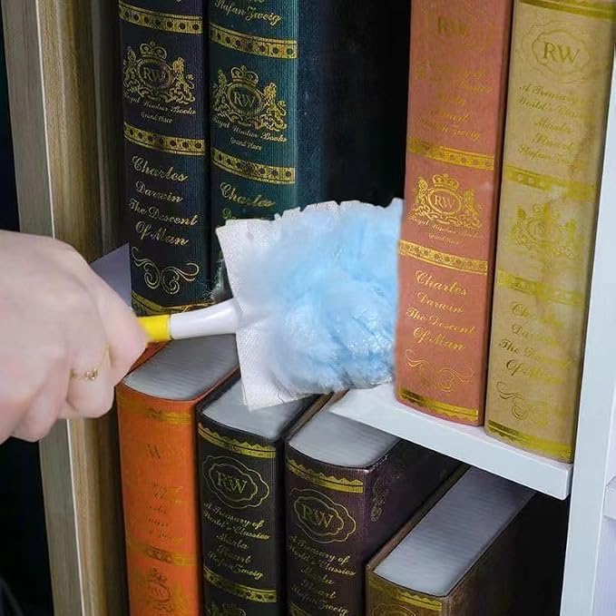 50 Count Duster Refills ，360° Heavy Duty Duster Refills Compatible with Swiffer Duster, Multisurface Heavy Duty Duster Replacements with 1 Short Handle and 1 Extenda Handle