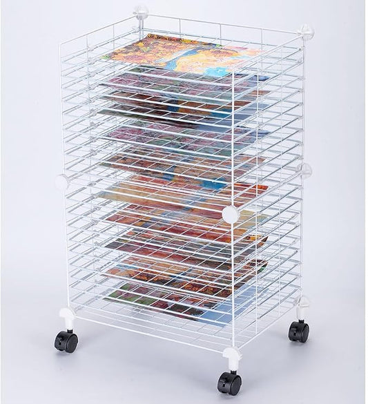 FDSDEFEN Art Drying Rack Removable Shelves ，Wall Art Drying Rack，Art Organizer for Kids, Art Studio and Tabletop Storage, Craft Room and Desktop (20 Shelves)