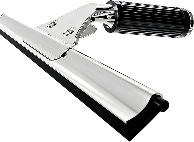 14-inch Squeegee for Shower Glass & Window Cleaning, Professional Stainless Steel Squeegee with Durable Handle for Streak-Free Glass, Mirror, Tile & All Smooth Surfaces