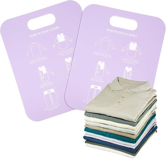 Angoily 2-Pack T Shirt Folding Board Clothes Folder Laundry Organizer for T-Shirt Home Closet Storage 12X9.96 Inch