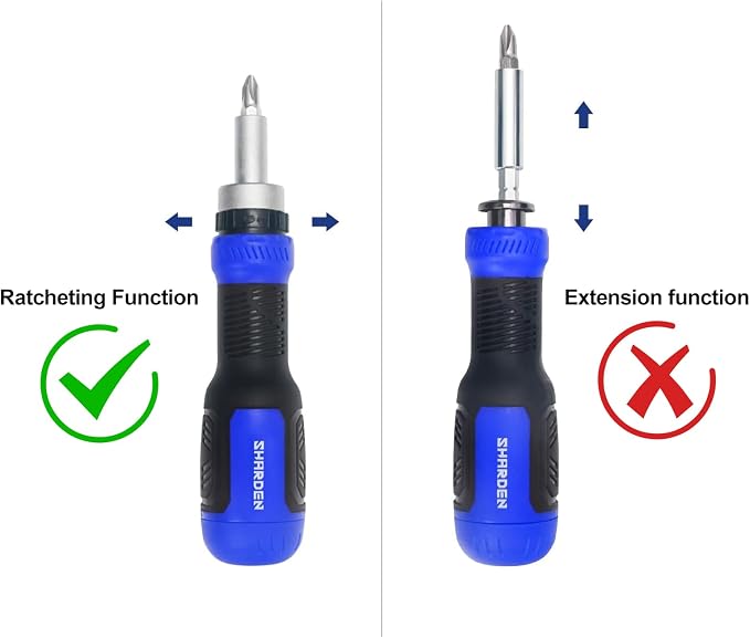 13-in-1 Ratcheting Screwdriver, Multi Bit Ratchet Screw Driver | All in One, Torx Security, Phillips, Flat Head, Hex, Square, 1/4 Nut Driver, Outdoor, Handle, Daily Repair Portable Tools