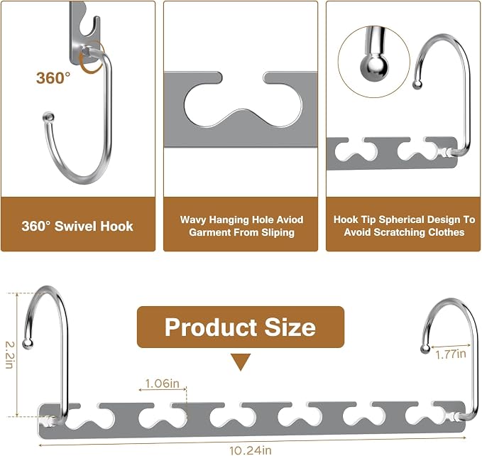 Space Saving Hangers for Clothes 20 Pack, Sturdy Metal Hangers Wardrobe Organizer, Magic Cascading Hanger, Closet Space Saver Closet Organizers and Storage