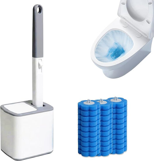 Disposable Toilet Brush and Holder Set with 30 Refills – Wall Mounted Toilet Bowl Cleaner Brush Kit, Deep Hygienic Cleaning with Toilet Wand Refills