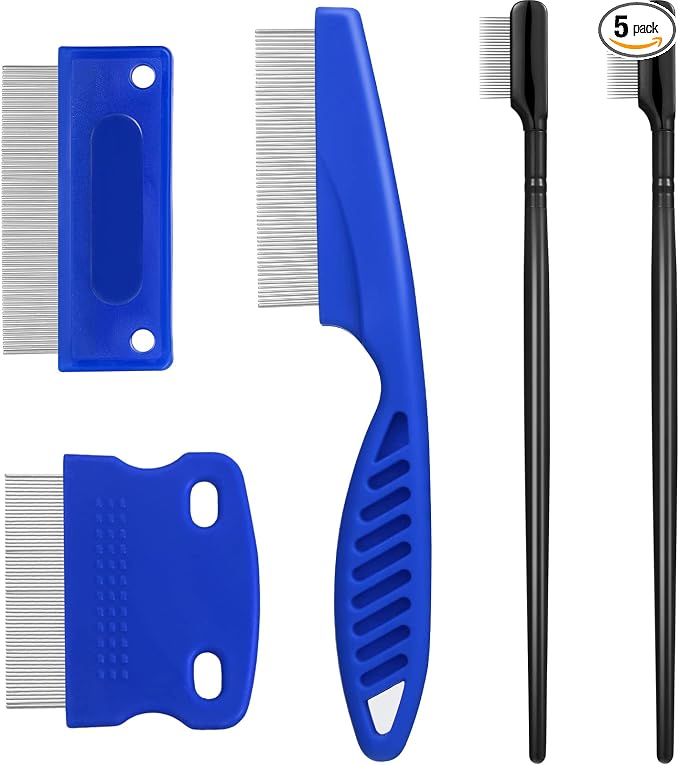 5 Pieces Dog Eye Combs Tear Stain Remover Combs Pet Grooming Comb for Small Dogs Gently Removing Eye Mucus and Crust (Blue, Black)