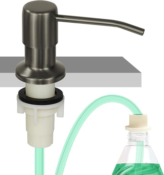 Soap Dispenser for Kitchen Sink, Built in Sink Soap Dispenser, Countertop Soap Dispenser Pump with 47" Extension Tube kit, No Need to Fill Little Bottle Again, Gray