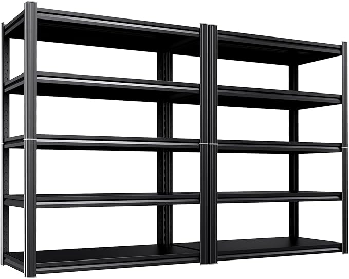 Set of 2 Heavy Duty Garage Shelving, 71.2" Hx46 Wx20 D, Adjustable Storage Shelves Unit for Garage Storage, Metal Shelving & Shelves Organizer for Home, Warehouse, Workshop & Commercial Use