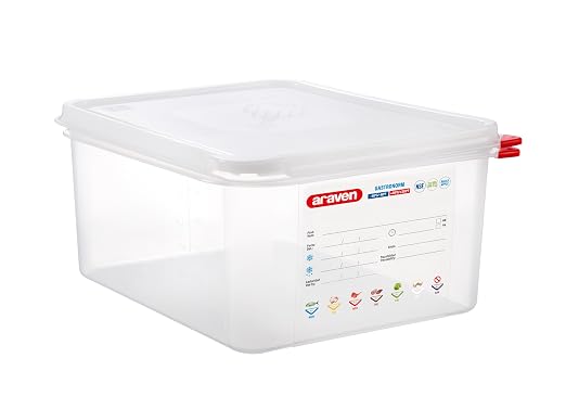 Araven Airtight Container, Food Pan with Lid for Storage in Kitchen and Restaurant, 1/2 GN 6" Deep, 1 Count, Clear