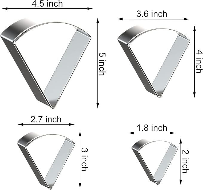 Pizza Slice Cookie Cutter Set Large - 5 Inch, 4 Inch, 3 Inch, 2 Inch - Geometric One-eighth Circle Candy Corn Geometric Cookie Cutters Shapes Molds - Stainless Steel