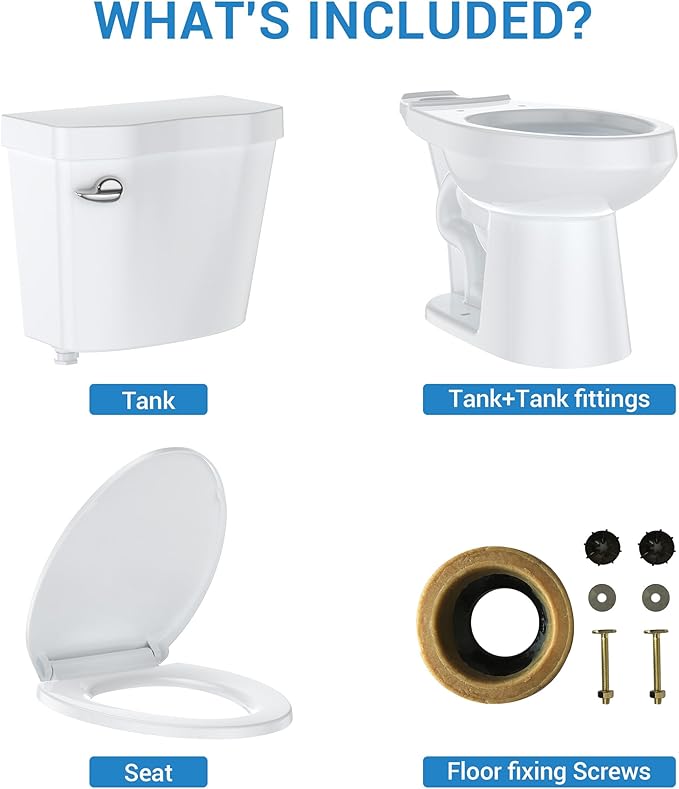 Two-Piece Toilets for Bathrooms, Extra Tall Toilet with 21" Height, Elongated with Soft Close Seat, Power Flush 1.28 GPF